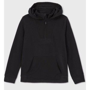 All In Motion Boys Fleece 1/4 Zip Sweatshirt New Black Soft Sweater Top S 6/7